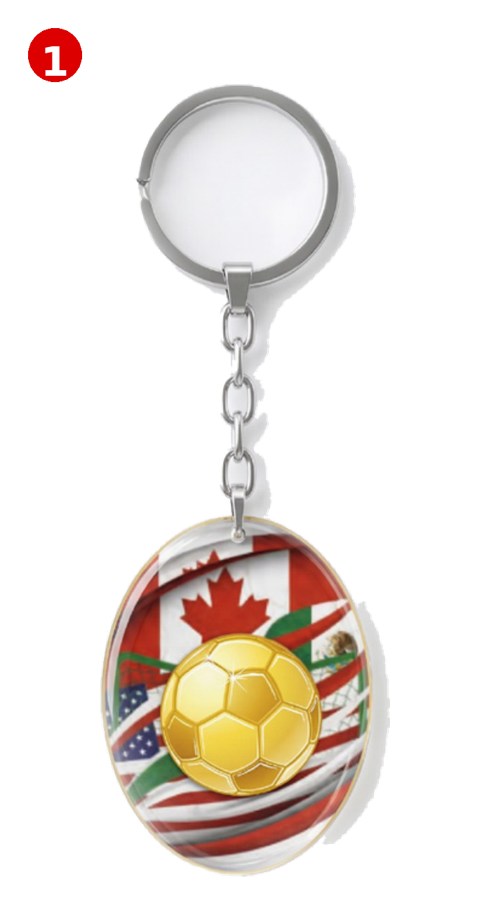 Oval Double-Sided Glass Pendant Keychain