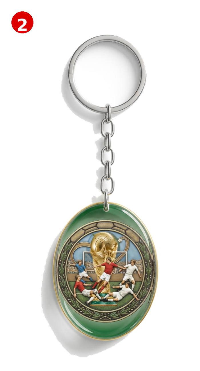 Oval Double-Sided Glass Pendant Keychain