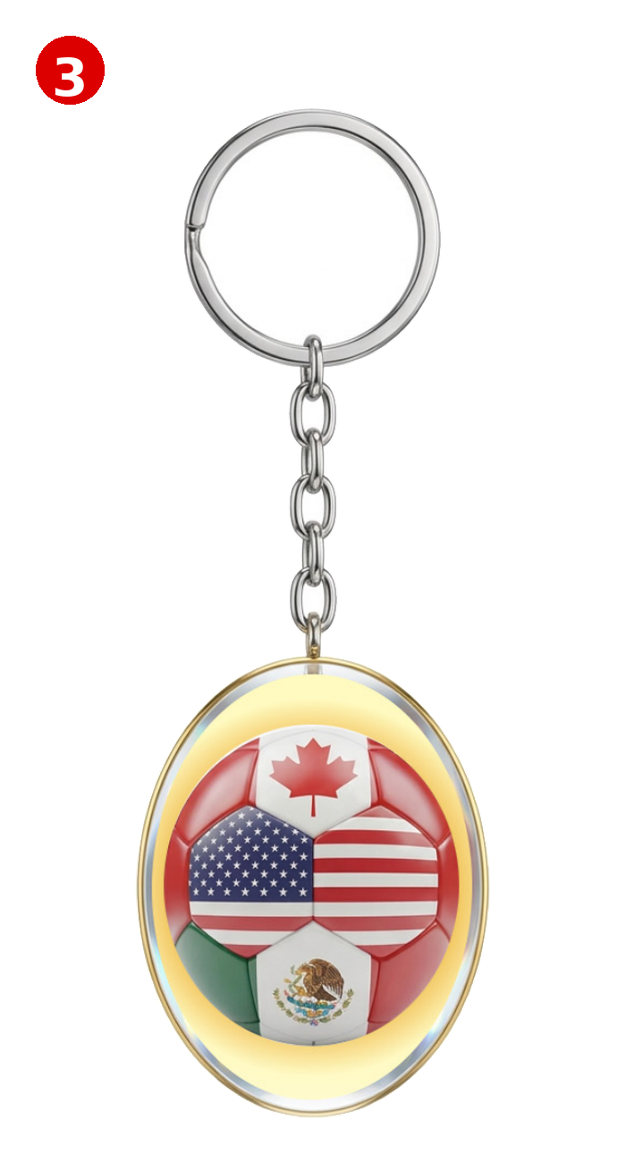 Oval Double-Sided Glass Pendant Keychain