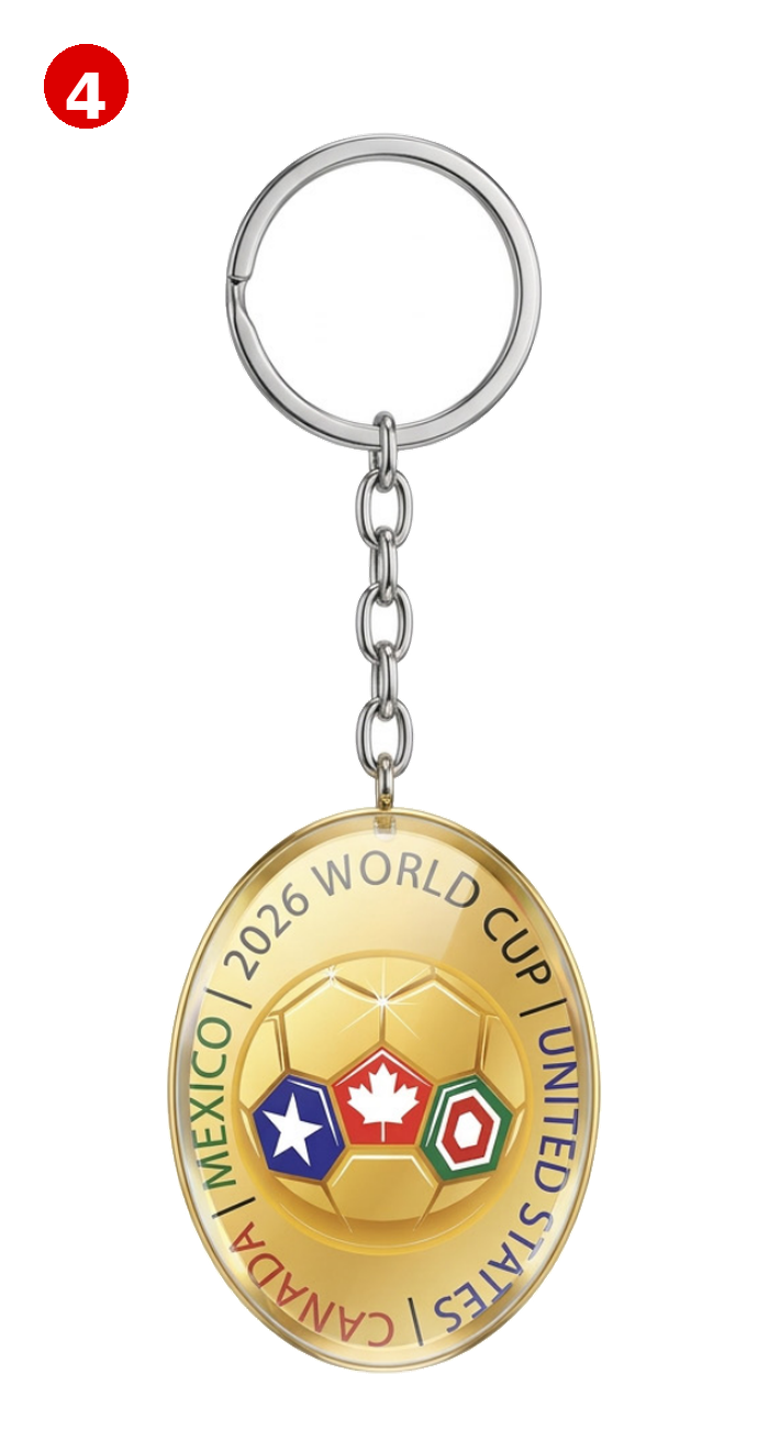 Oval Double-Sided Glass Pendant Keychain