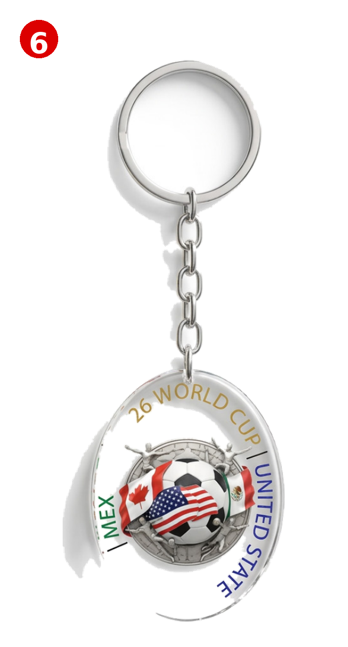 Oval Double-Sided Glass Pendant Keychain