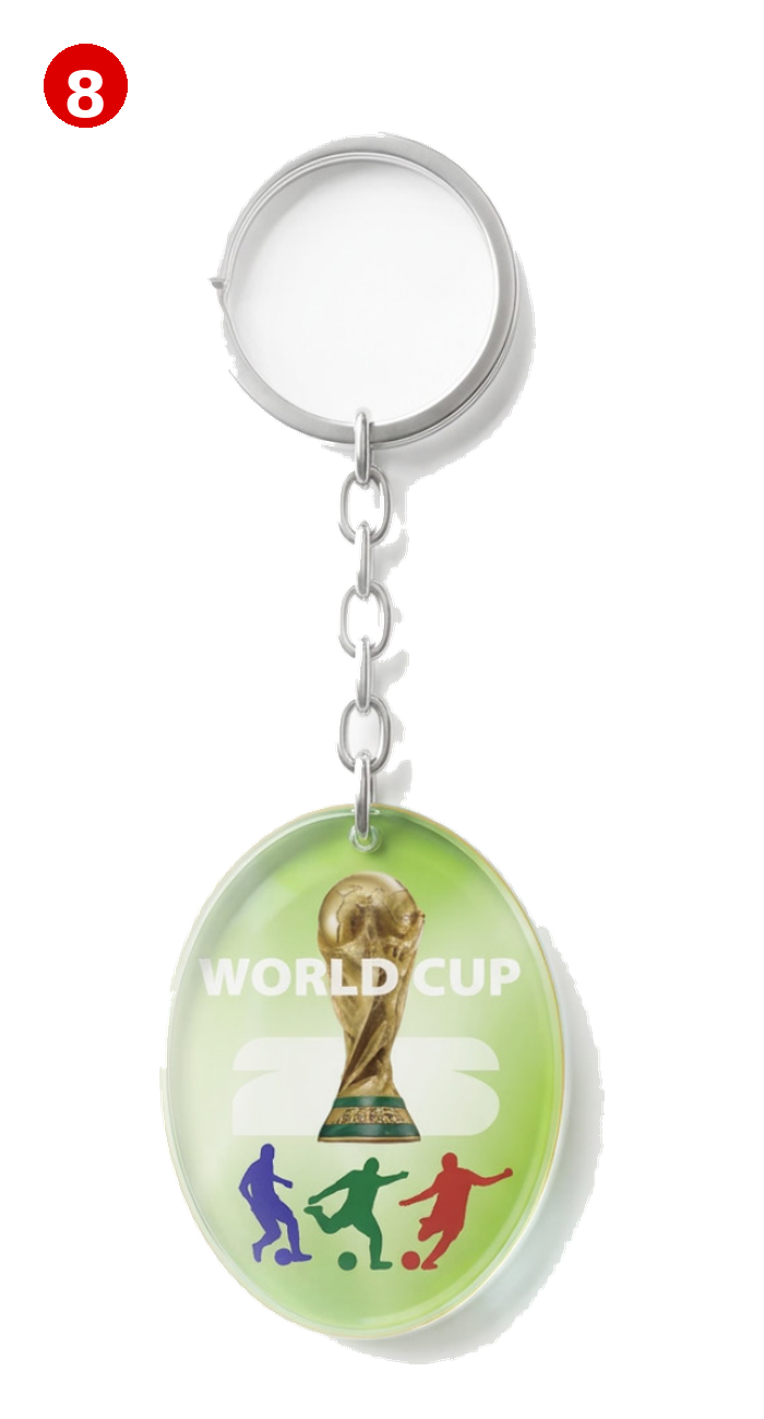 Oval Double-Sided Glass Pendant Keychain