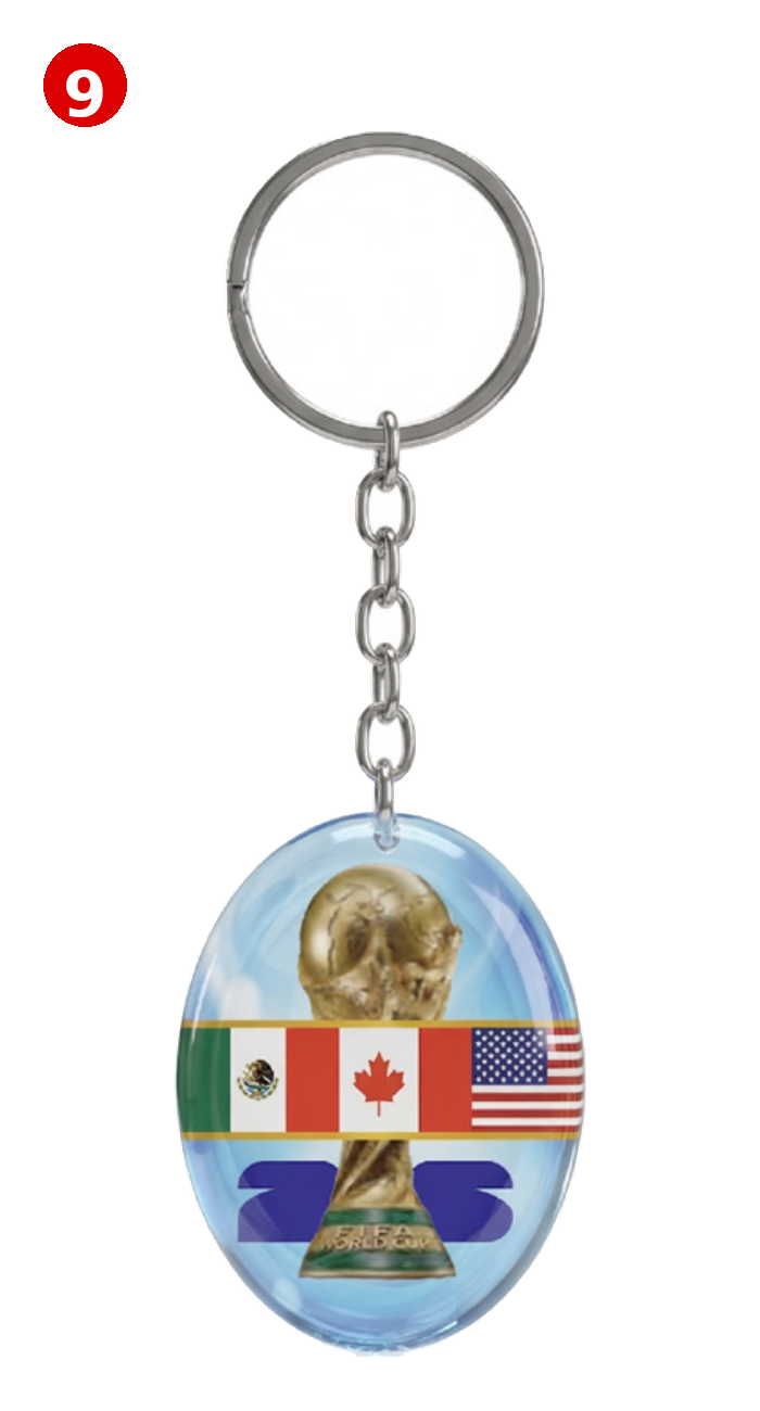 Oval Double-Sided Glass Pendant Keychain