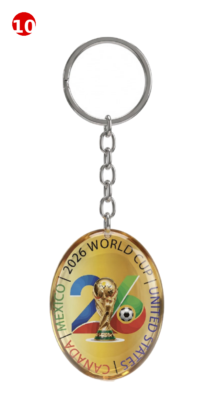 Oval Double-Sided Glass Pendant Keychain