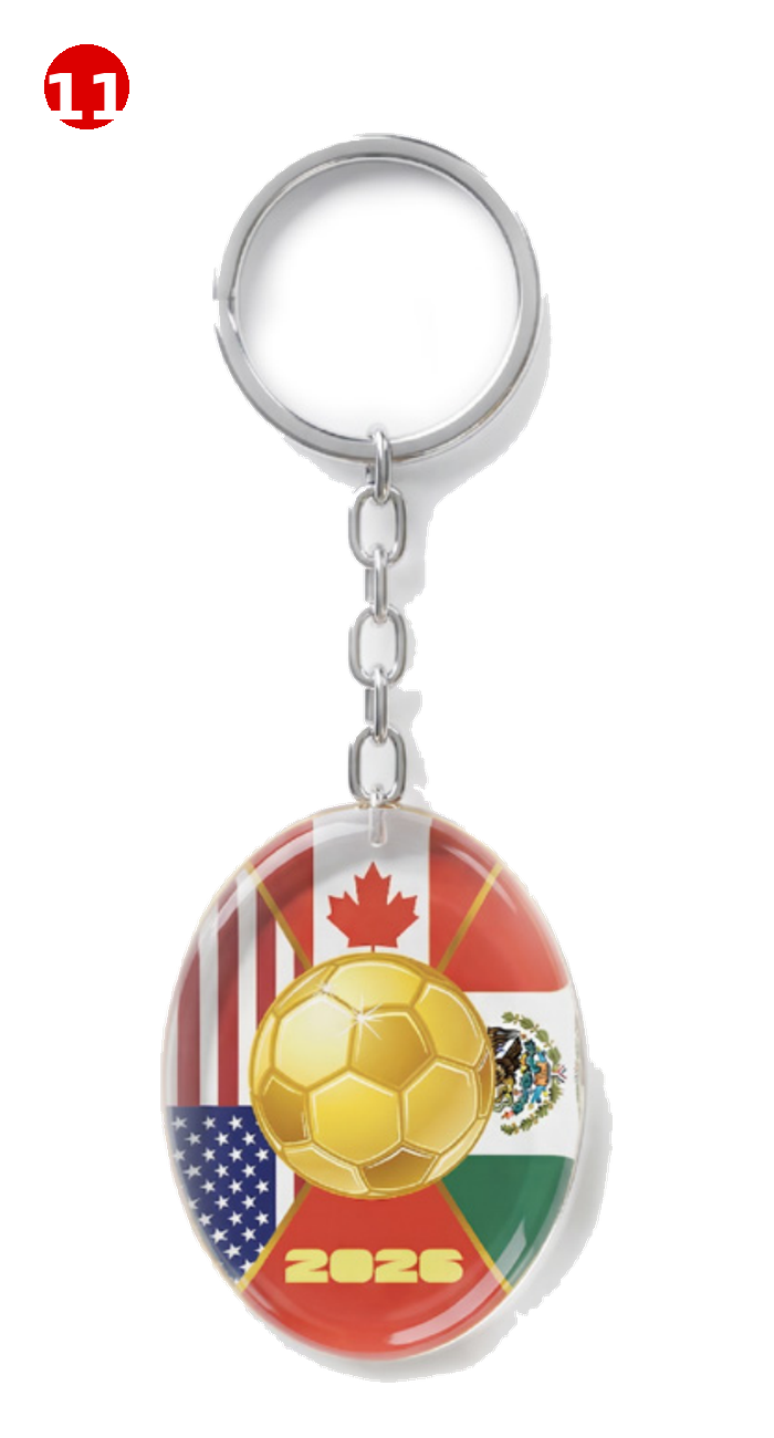 Oval Double-Sided Glass Pendant Keychain