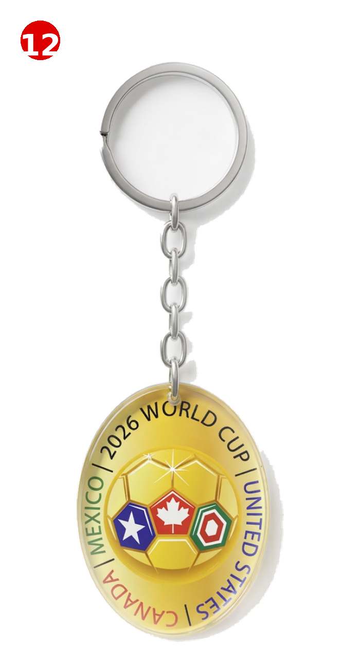 Oval Double-Sided Glass Pendant Keychain