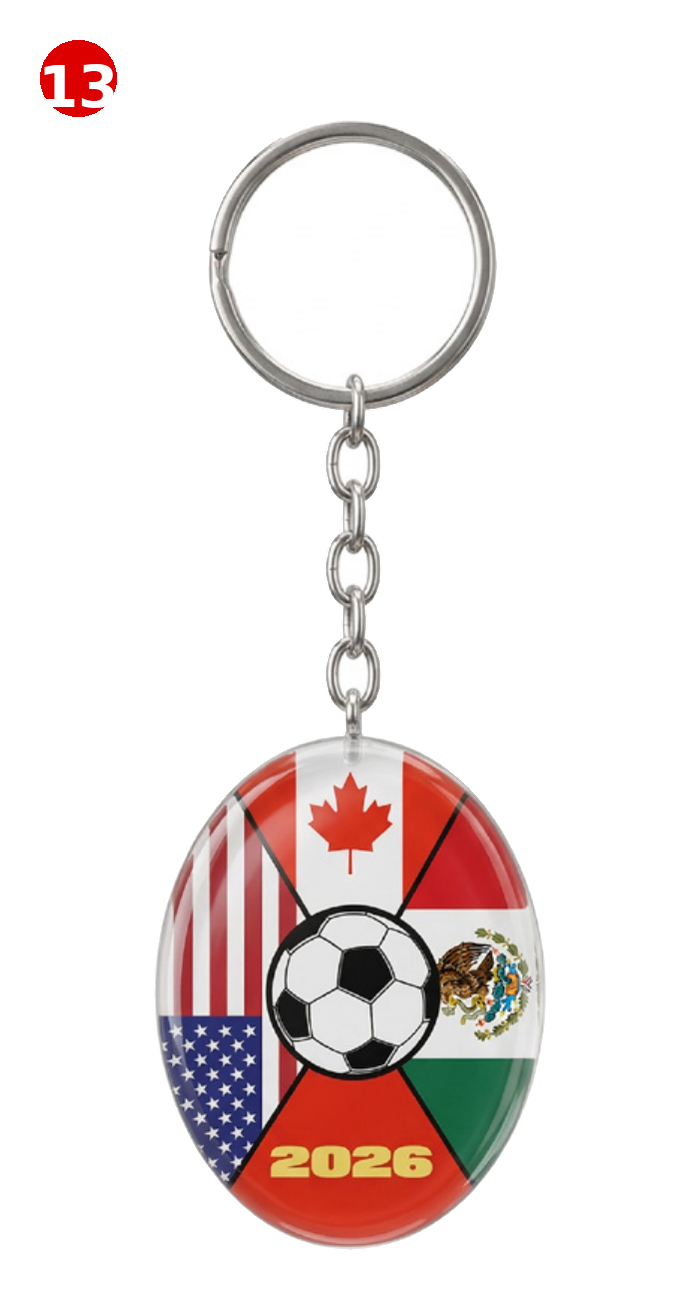 Oval Double-Sided Glass Pendant Keychain