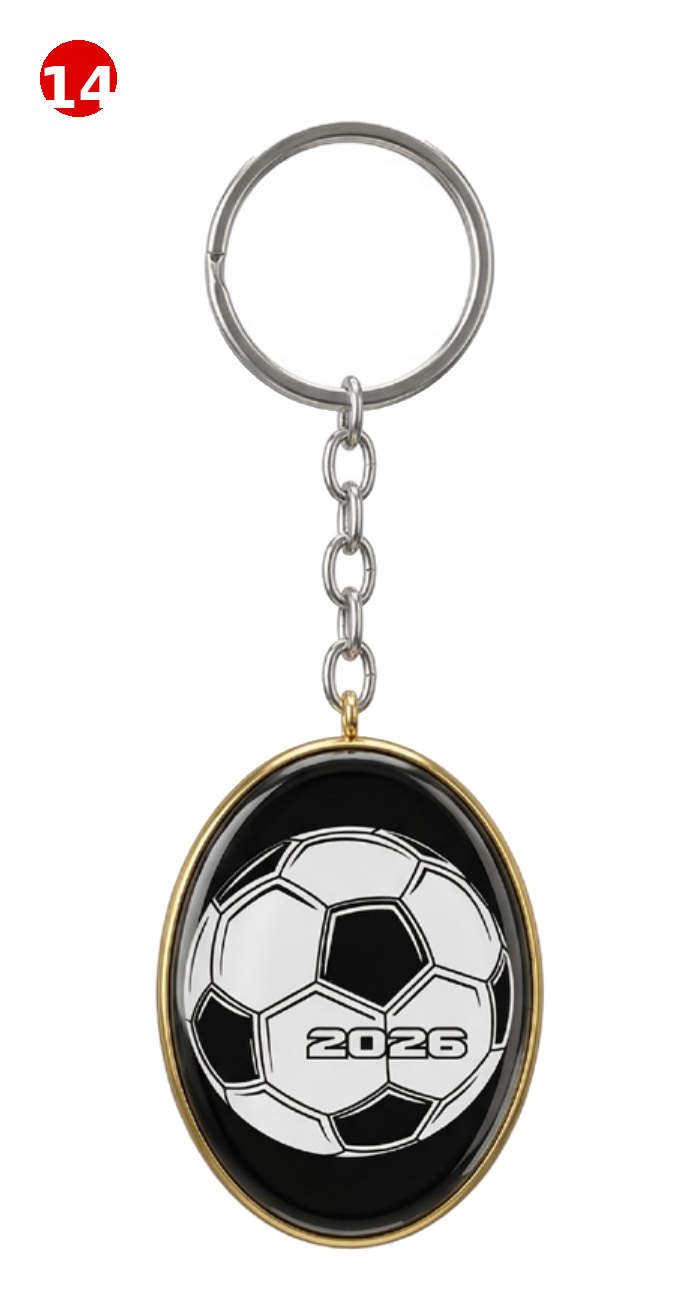 Oval Double-Sided Glass Pendant Keychain