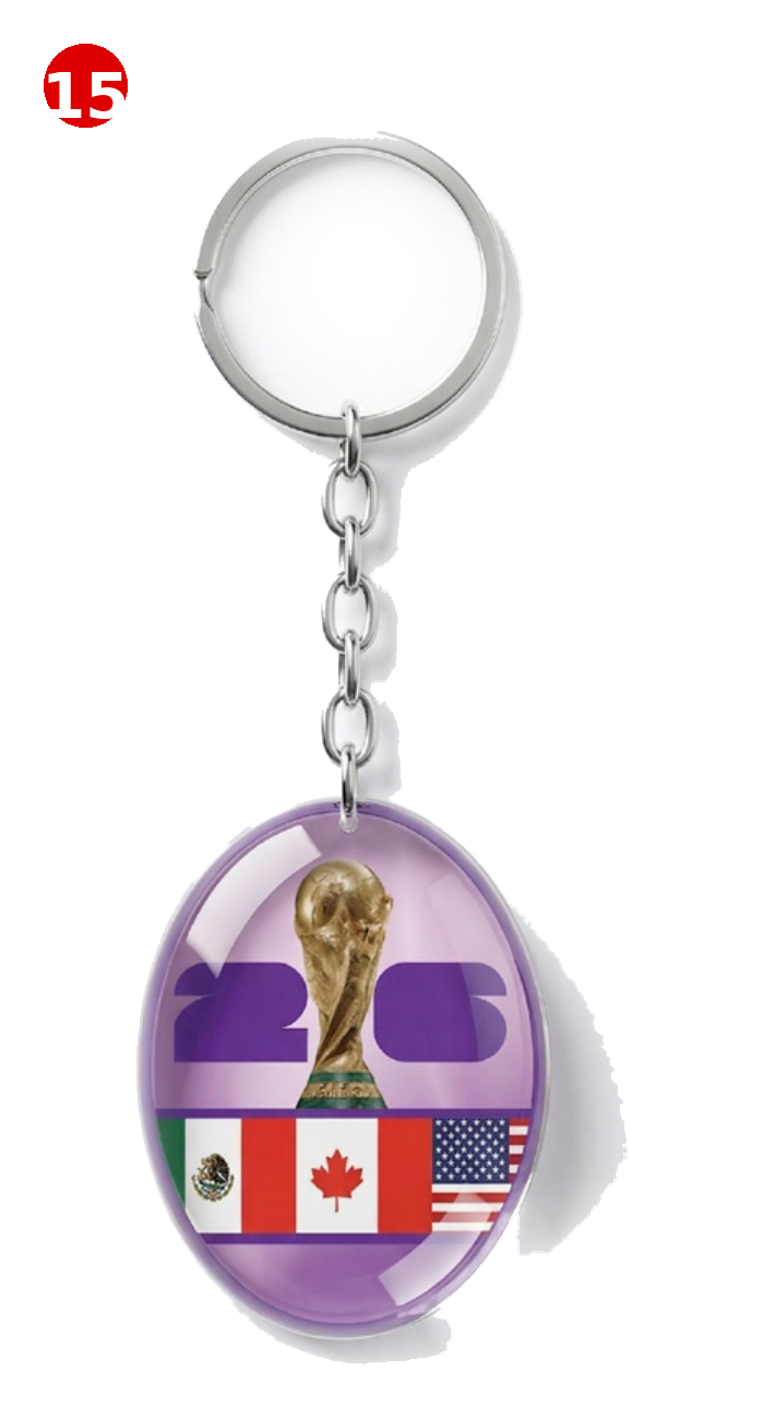 Oval Double-Sided Glass Pendant Keychain